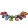 LEAN TOYS Parkhaus mit Autos, 4-stöckige Rennbahn, 8 Metallfahrzeuge, Aufkleber