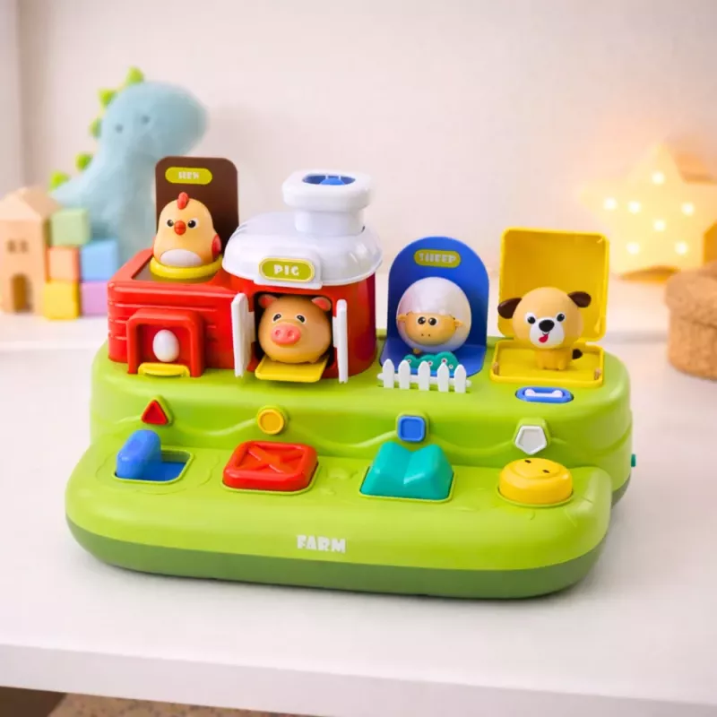 LEAN TOYS Interaktives Lernspielzeug für Kleinkinder - Pop-Up Bauernhoftiere