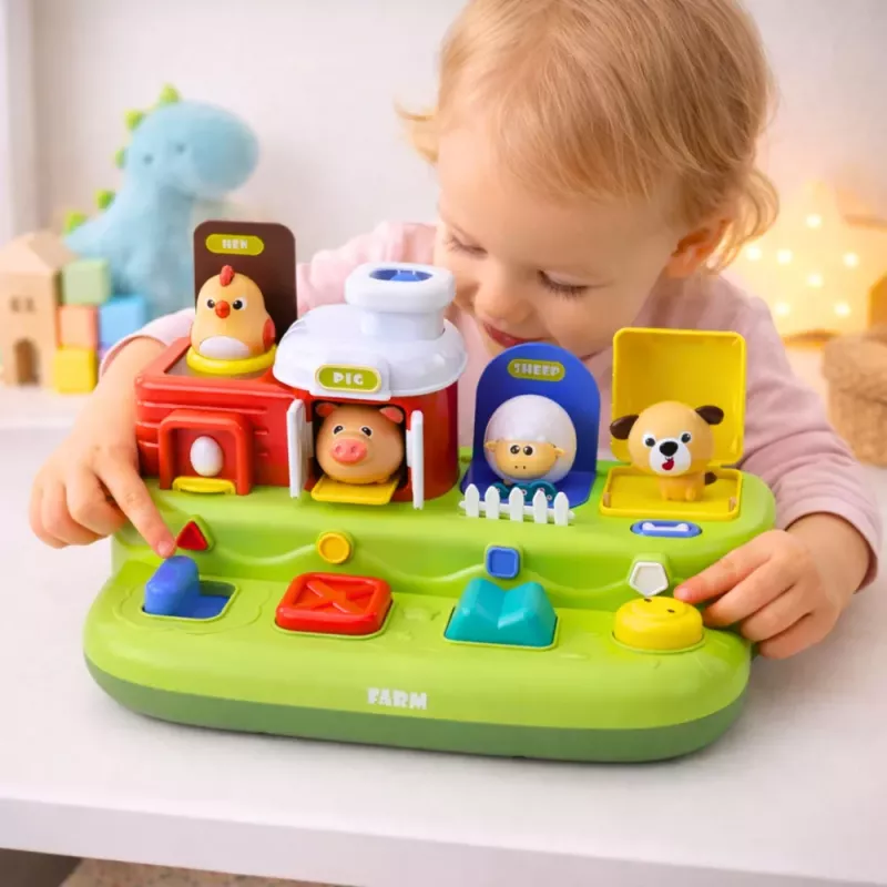LEAN TOYS Interaktives Lernspielzeug für Kleinkinder - Pop-Up Bauernhoftiere