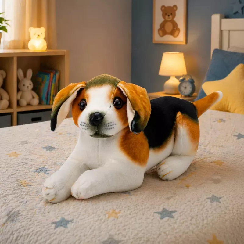LEAN TOYS Plüsch-Beagle-Hund, Stofftier, Weicher Hund, 25 cm