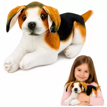 LEAN TOYS Plüsch-Beagle-Hund, Stofftier, Weicher Hund, 25 cm