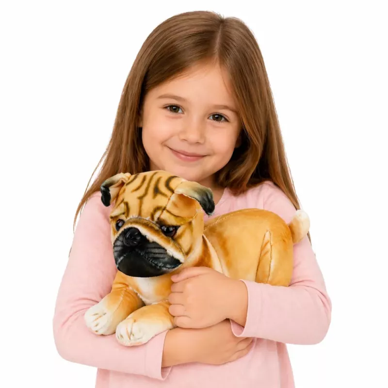LEAN TOYS Plüsch-Mops Hund Kuscheltier Weicher Hund 25 cm