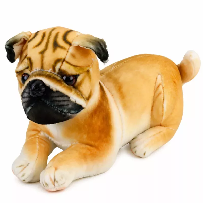 LEAN TOYS Plüsch-Mops Hund Kuscheltier Weicher Hund 25 cm