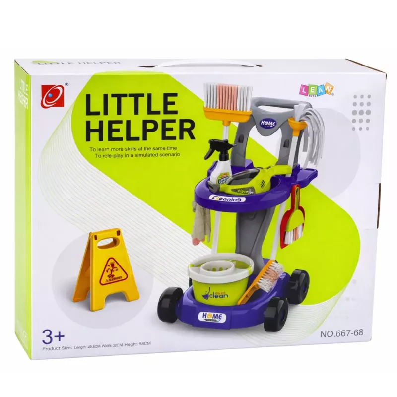 LEAN TOYS Kinder-Reinigungsset mit Wagen, interaktivem Staubsauger und Zubehör