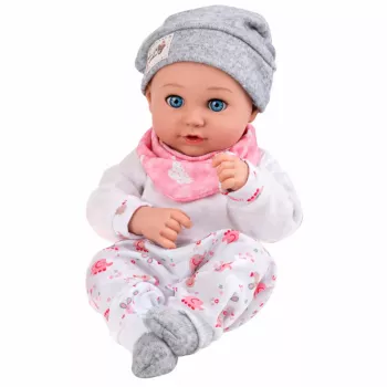 LEAN TOYS Baby Doll mit Fütterzubehör, Lätzchen, Mütze, 28 cm