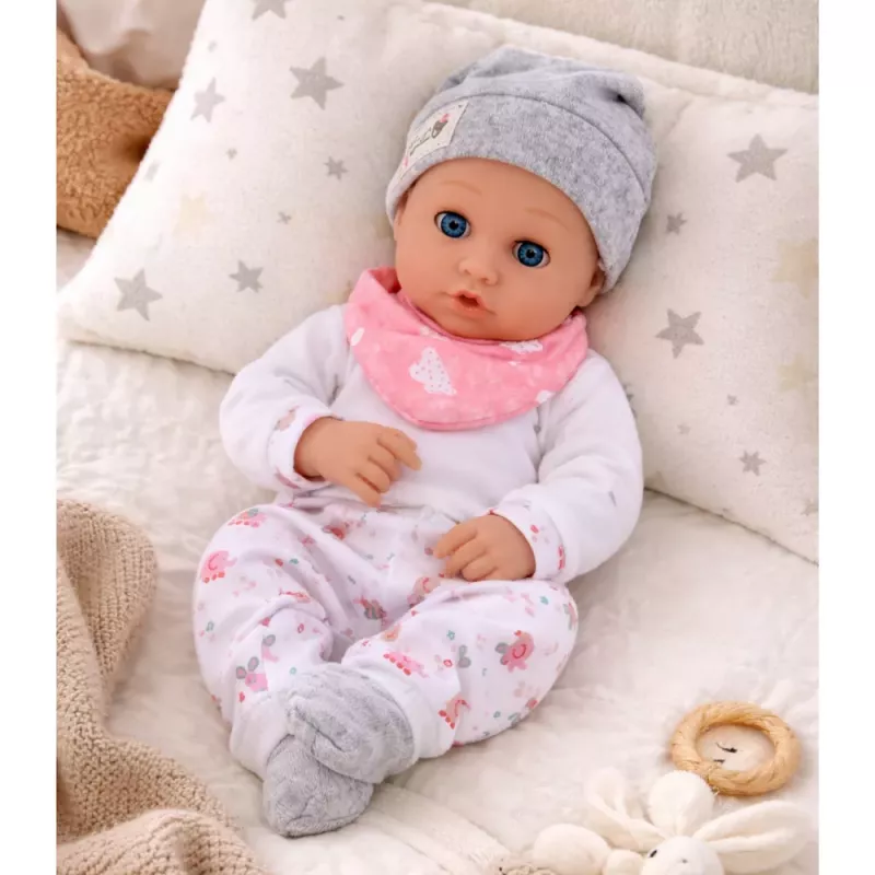 LEAN TOYS Baby Doll mit Fütterzubehör, Lätzchen, Mütze, 28 cm