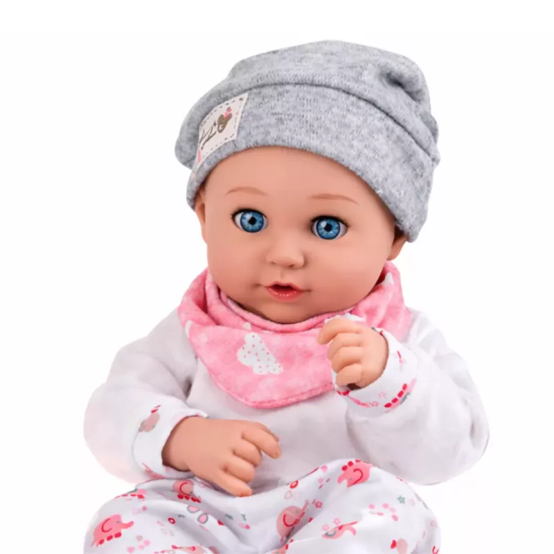 LEAN TOYS Baby Doll mit Fütterzubehör, Lätzchen, Mütze, 28 cm