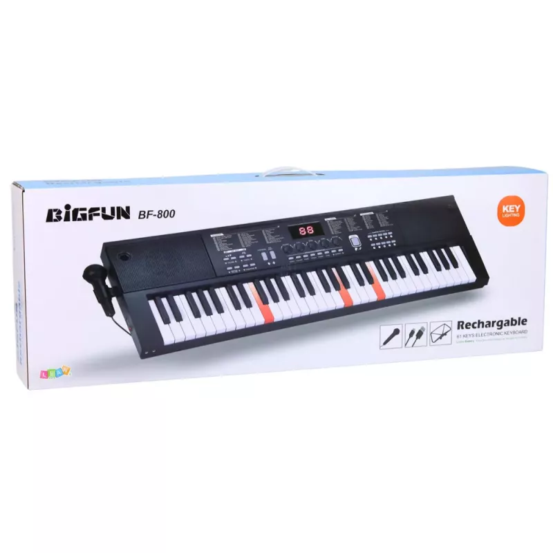 LEAN TOYS Keyboard E-Piano mit Mikrofon 200 Klänge 61 Tasten 78cm