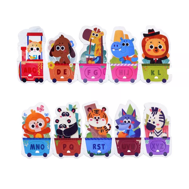 LEAN TOYS Lernpuzzle für Kleinkinder Alphabet-Zug mit Tieren 40 Teile
