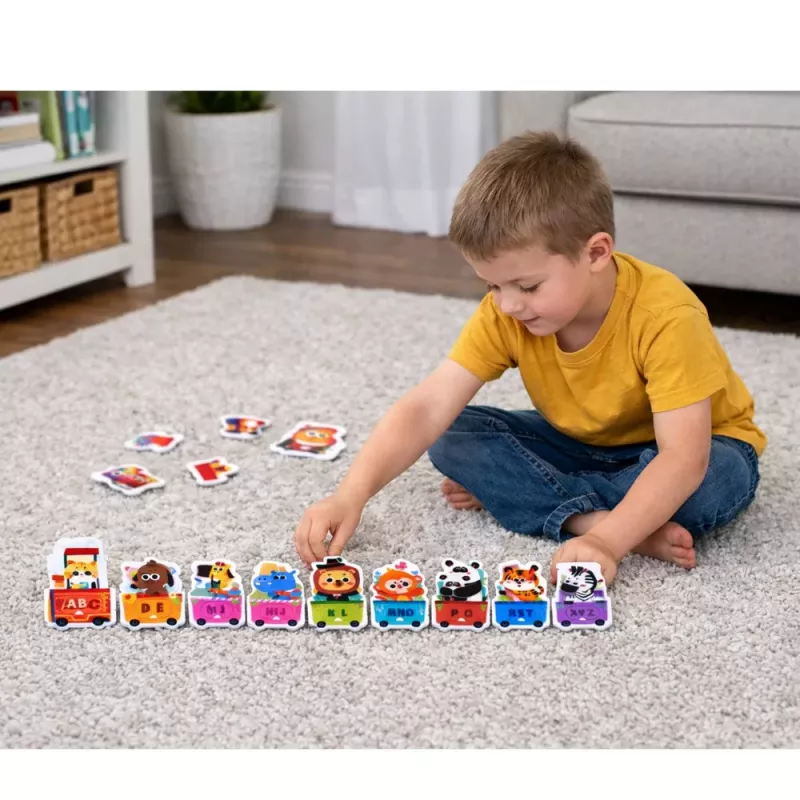 LEAN TOYS Lernpuzzle für Kleinkinder Alphabet-Zug mit Tieren 40 Teile