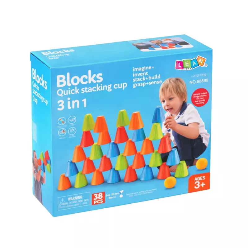 LEAN TOYS Educational Skill Game Fast Cups 3in1 Balls Cups 38 pcs.