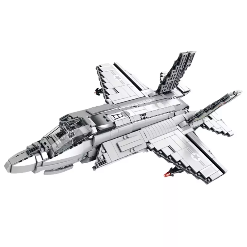 LEAN TOYS F-35 Lightning II Kampfflugzeug Bausteine Grau 1490 Teile