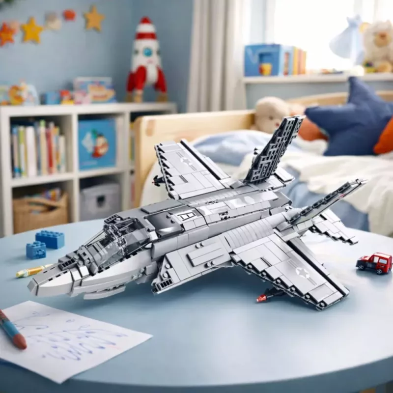 LEAN TOYS F-35 Lightning II Kampfflugzeug Bausteine Grau 1490 Teile