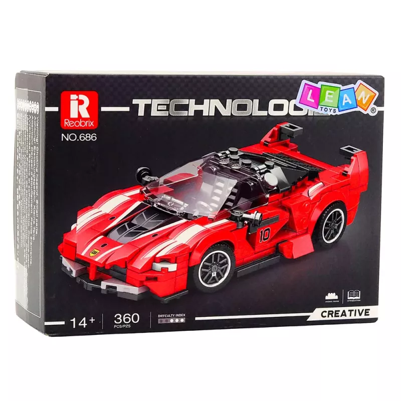 LEAN TOYS Bausteine FXX-K Rennwagen Rot 360 Teile