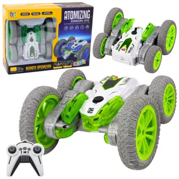 LEAN TOYS Remote Controlled Stunt Car RC Lights Smoke Drift 360° Green