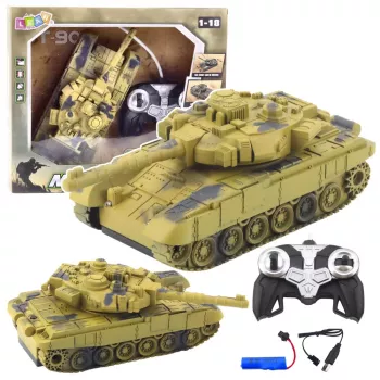 LEAN TOYS T90 Militärpanzer ferngesteuert RC Lichter Geräusche Sand 1:18