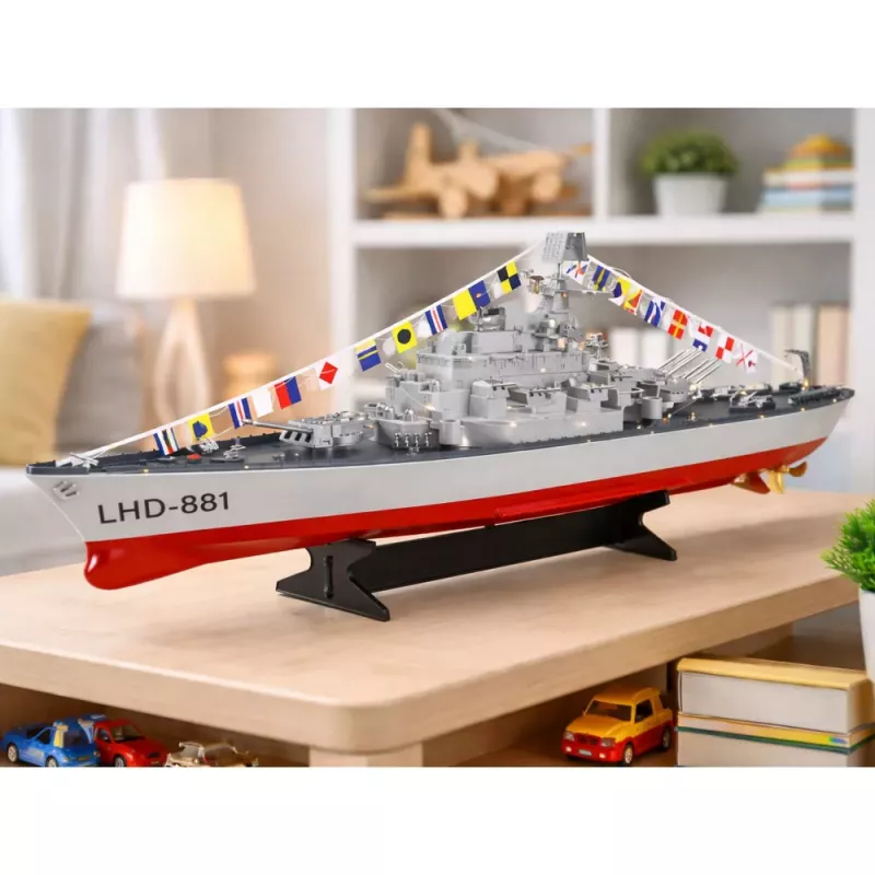 LEAN TOYS RC Flugzeugträger Kriegsschiff ferngesteuert LED-Beleuchtung 1:390