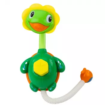 LEAN TOYS Badespielzeug Schildkröte mit Fischbrunnen-Dusche Saugnäpfe