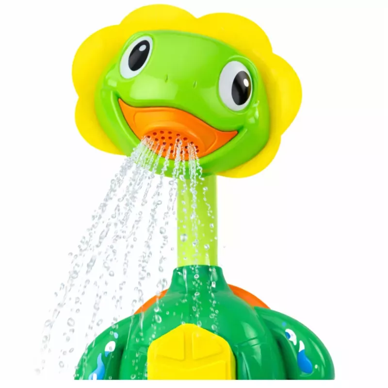 LEAN TOYS Badespielzeug Schildkröte mit Fischbrunnen-Dusche Saugnäpfe