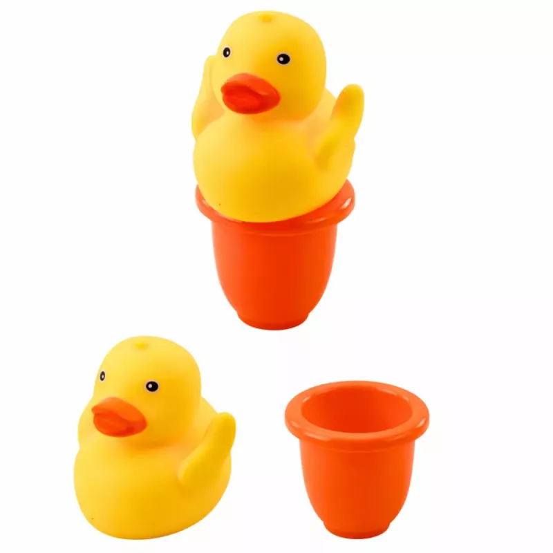 LEAN TOYS Badespielzeug-Set Ente Seifenspender Becher Blau