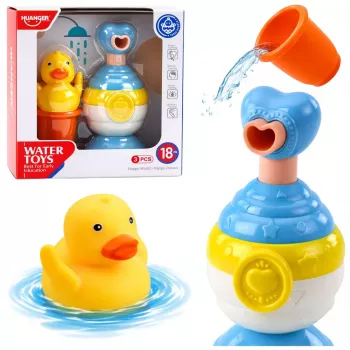 LEAN TOYS Badespielzeug-Set Ente Seifenspender Becher Blau