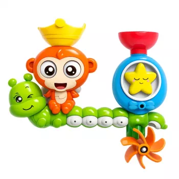 LEAN TOYS Wasserbadspielzeug Affe Raupe Becher Saugnäpfe