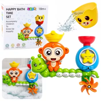 LEAN TOYS Wasserbadspielzeug Affe Raupe Becher Saugnäpfe