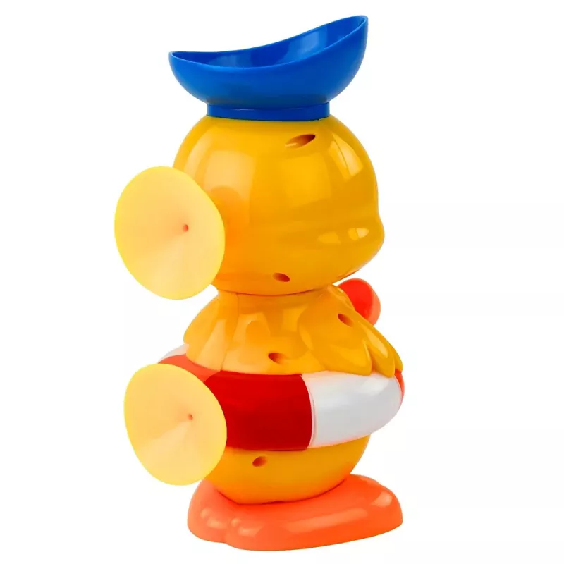 LEAN TOYS Interaktives Badespielzeug Ente mit Mühle, Saugnäpfen und Löffel
