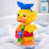LEAN TOYS Interaktives Badespielzeug Ente mit Mühle, Saugnäpfen und Löffel