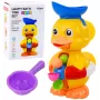 LEAN TOYS Interaktives Badespielzeug Ente mit Mühle, Saugnäpfen und Löffel