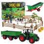 LEAN TOYS Landwirtschaftsset Traktor mit Anhänger Tiere Bauern Bauernhof 45 Teile