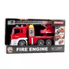 LEAN TOYS Feuerwehrfahrzeug mit Drehleiter, Wasserpumpe, Lichtern und Geräuschen