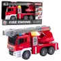 LEAN TOYS Feuerwehrfahrzeug mit Drehleiter, Wasserpumpe, Lichtern und Geräuschen