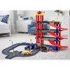 LEAN TOYS Parkhaus mit 4 Ebenen, Aufzug, Hubschrauber und Autos, 70 Teile