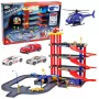 LEAN TOYS Parkhaus mit 4 Ebenen, Aufzug, Hubschrauber und Autos, 70 Teile