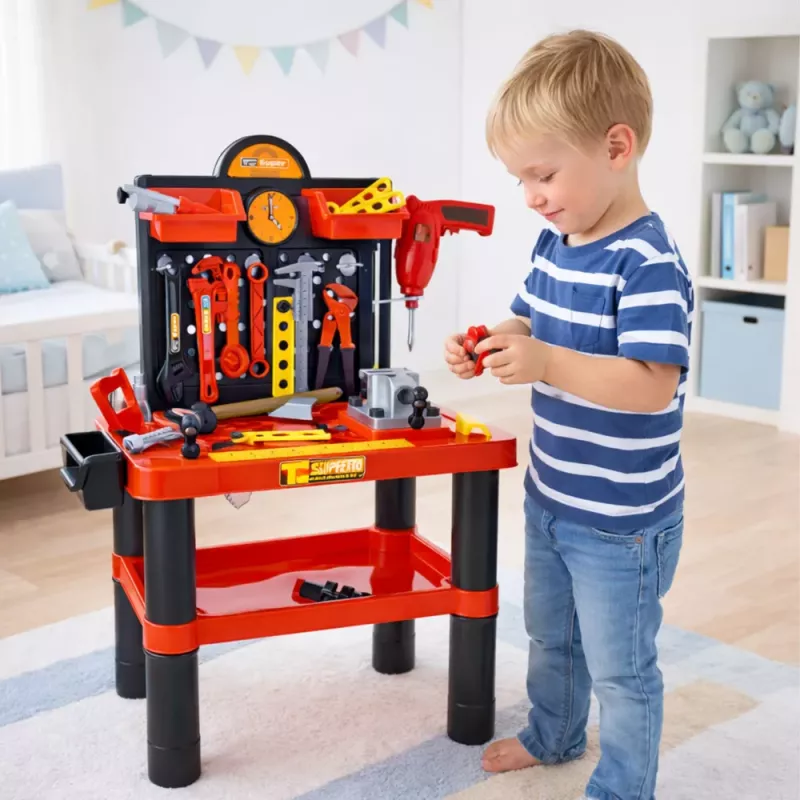 LEAN TOYS Kinder-Werkbank DIY-Tisch Werkzeugzubehör 70 cm