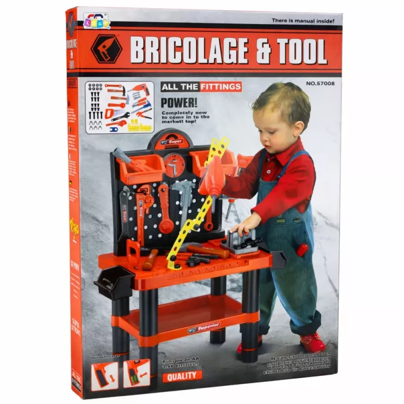 LEAN TOYS Kinder-Werkbank DIY-Tisch Werkzeugzubehör 70 cm