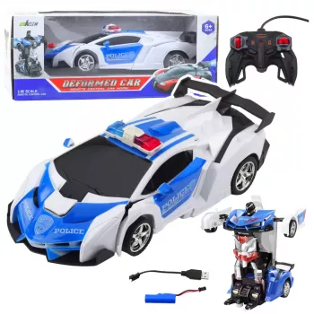 LEAN TOYS Auto Robot 2in1 Police Remote Controlled Car RC 1:18
