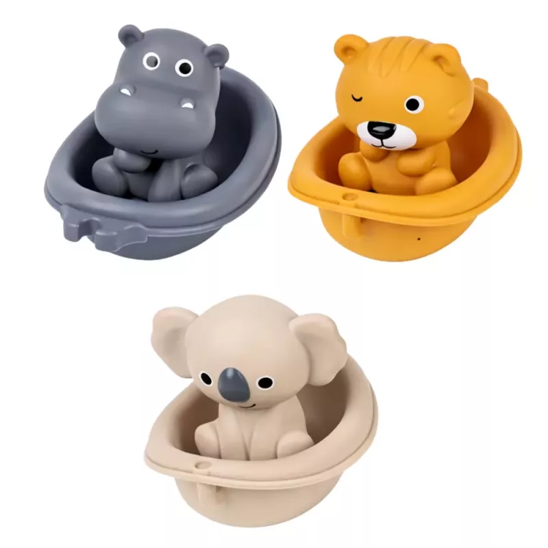 LEAN TOYS Badespielzeug-Set Tiere in Booten Rutsche 11-teilig
