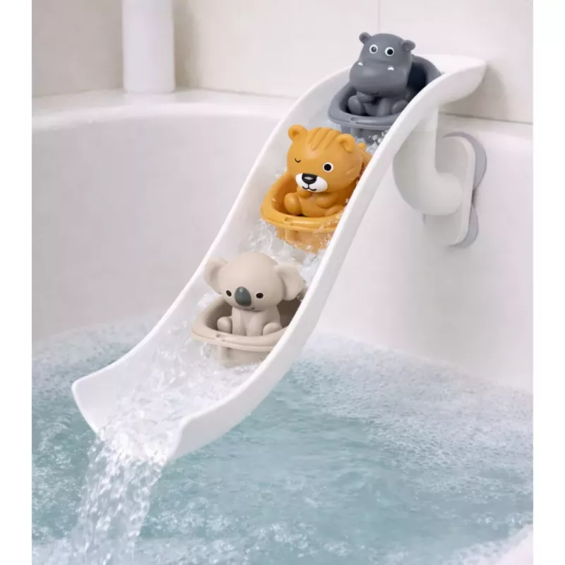 LEAN TOYS Badespielzeug-Set Tiere in Booten Rutsche 11-teilig