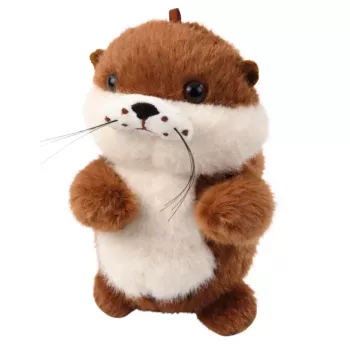 LEAN TOYS Plüschotter mit Wackelschwanz und Quietschgeräuschen Schlüsselanhänger 12,5 cm