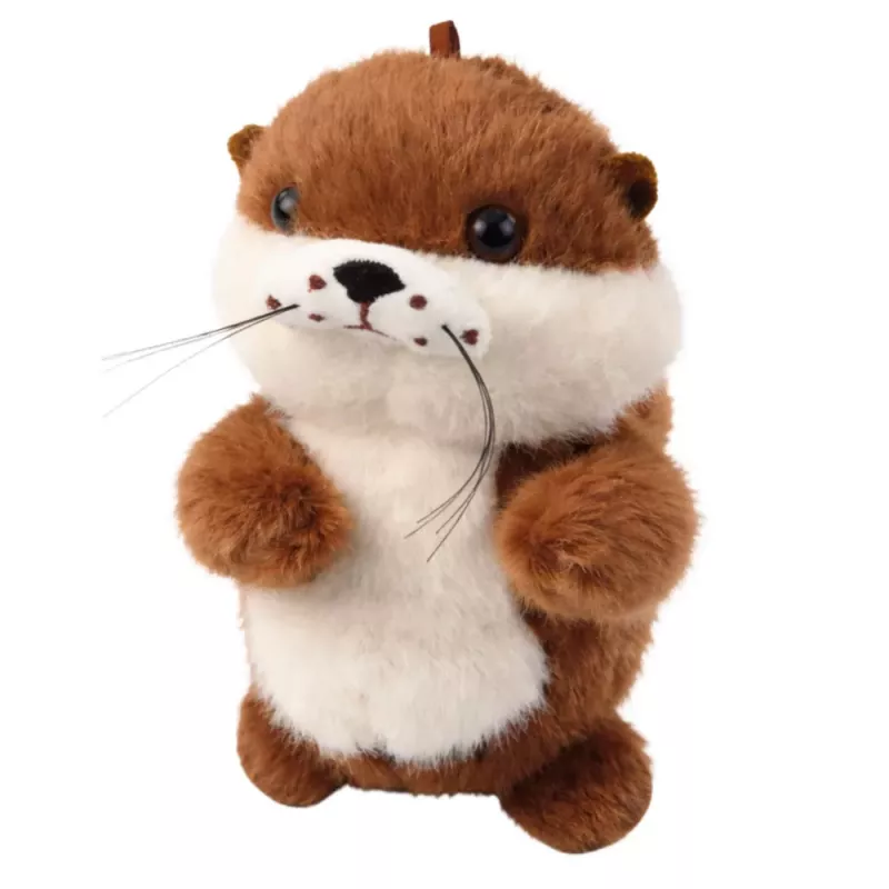 LEAN TOYS Plüschotter mit Wackelschwanz und Quietschgeräuschen Schlüsselanhänger 12,5 cm