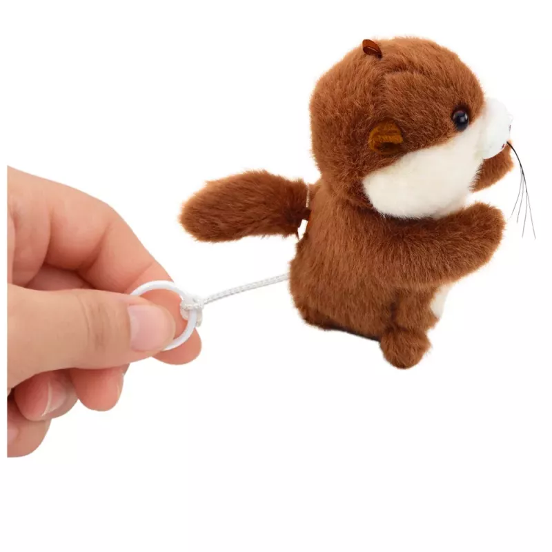 LEAN TOYS Plüschotter mit Wackelschwanz und Quietschgeräuschen Schlüsselanhänger 12,5 cm