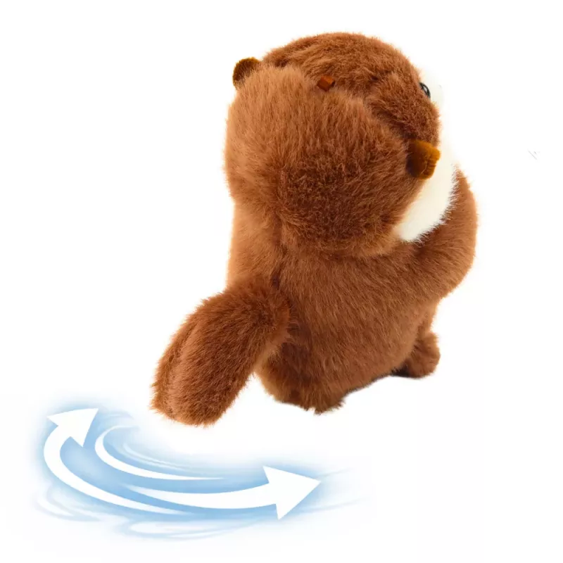 LEAN TOYS Plüschotter mit Wackelschwanz und Quietschgeräuschen Schlüsselanhänger 12,5 cm