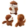 LEAN TOYS Plüschotter mit Wackelschwanz und Quietschgeräuschen Schlüsselanhänger 12,5 cm