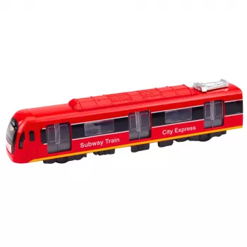 LEAN TOYS Metro Train City Express mit Türen, Licht und Sound, Rot