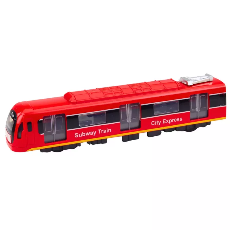 LEAN TOYS Metro Train City Express mit Türen, Licht und Sound, Rot