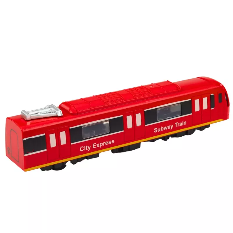 LEAN TOYS Metro Train City Express mit Türen, Licht und Sound, Rot