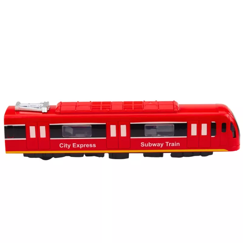 LEAN TOYS Metro Train City Express mit Türen, Licht und Sound, Rot
