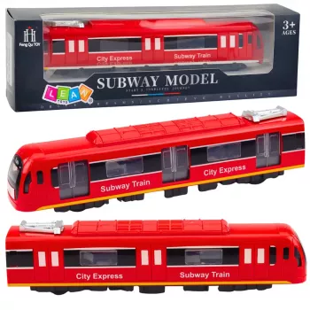 LEAN TOYS Metro Train City Express mit Türen, Licht und Sound, Rot